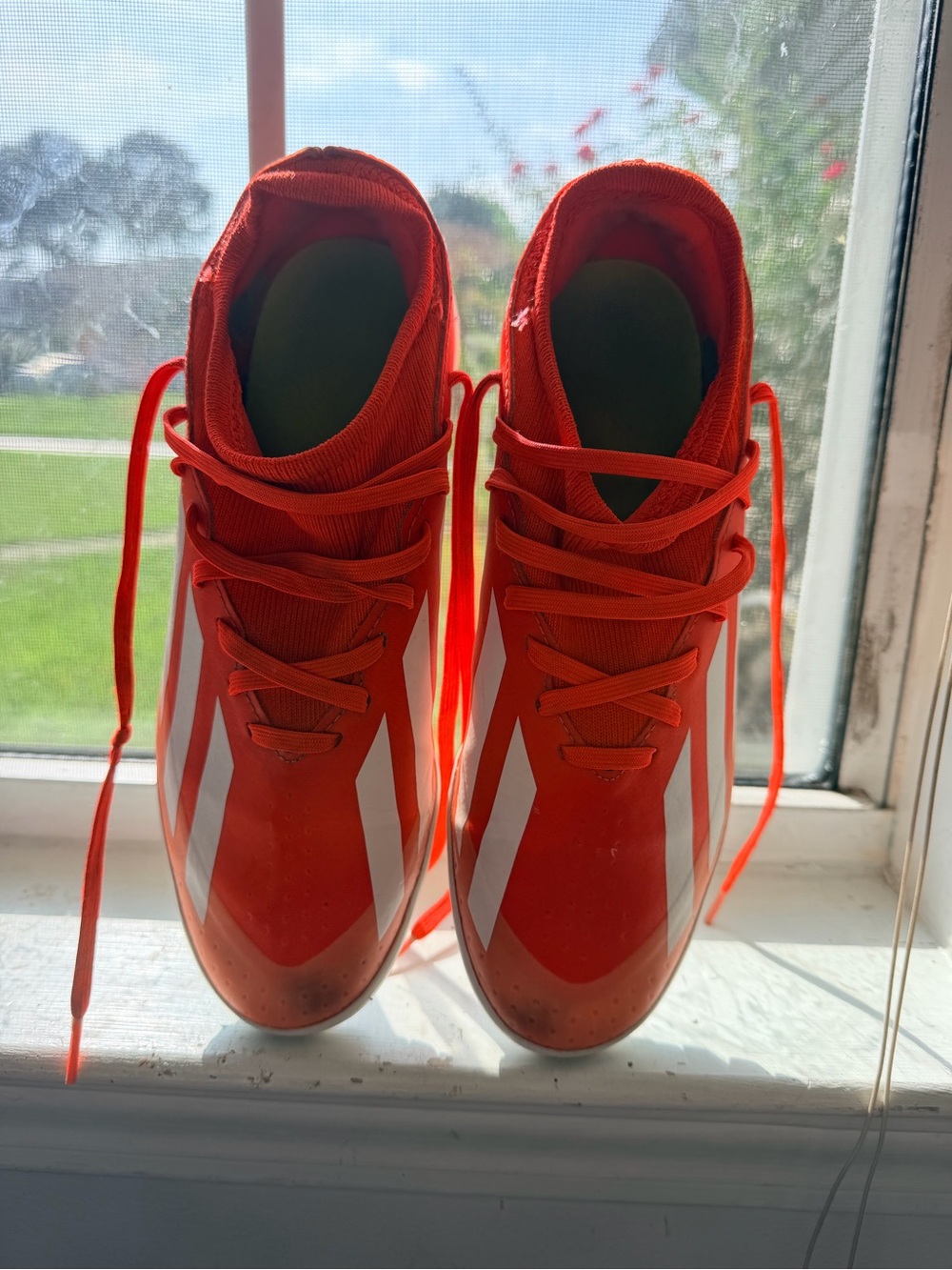 adidas Bold Red Kids Sneakers with White Stripes